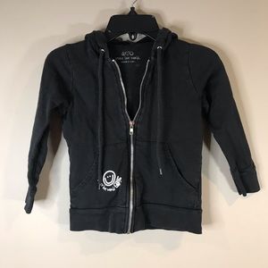 Peace Love World-kids black zipper up hoodies-XS